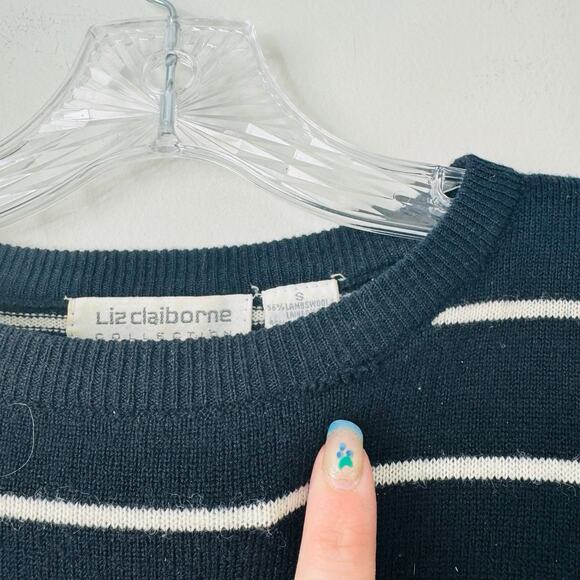 Liz Clairborne Collection Black And White Striped Oversized Sweater Women’s S - Picture 5 of 7